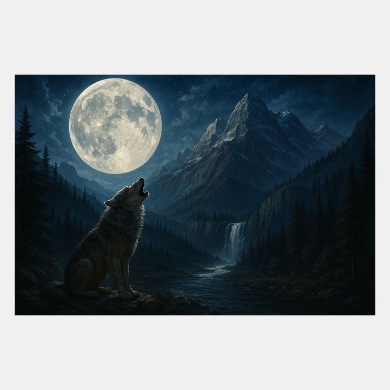 Heulender Wolf im Mondlicht
