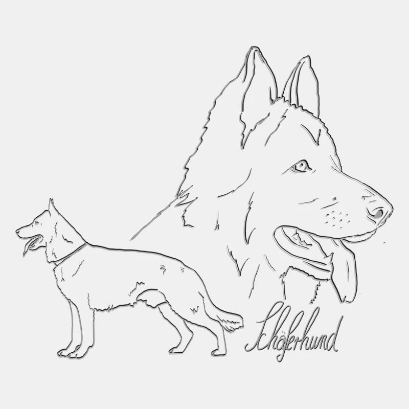 Schäferhund mit Schriftzug