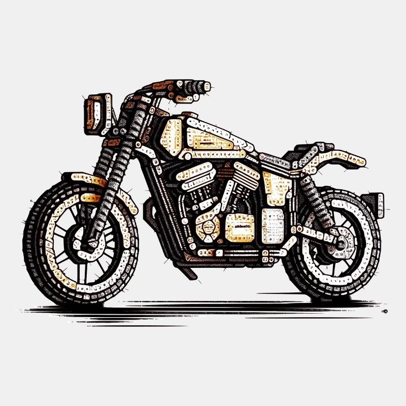 Motorcycle as a classic car two-wheeler in 16-bit
