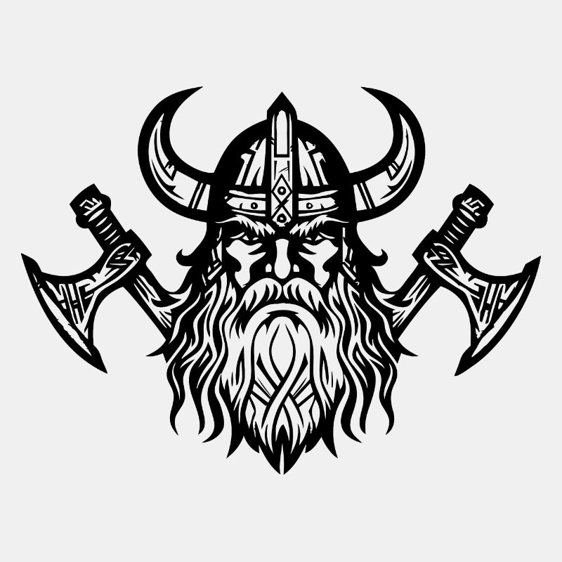 Wikinger mit Axt und Helm