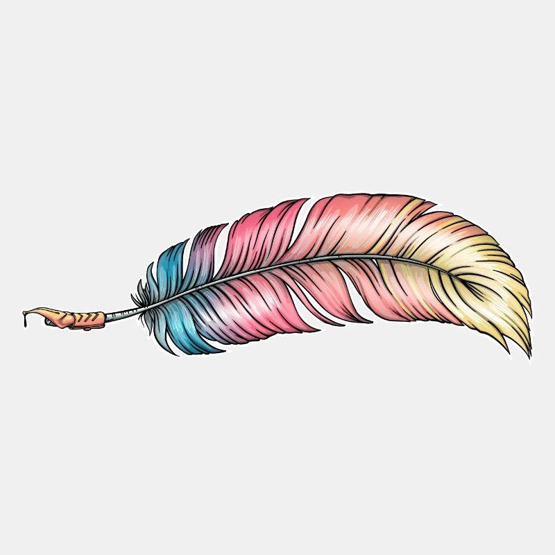 writing feather rainbow