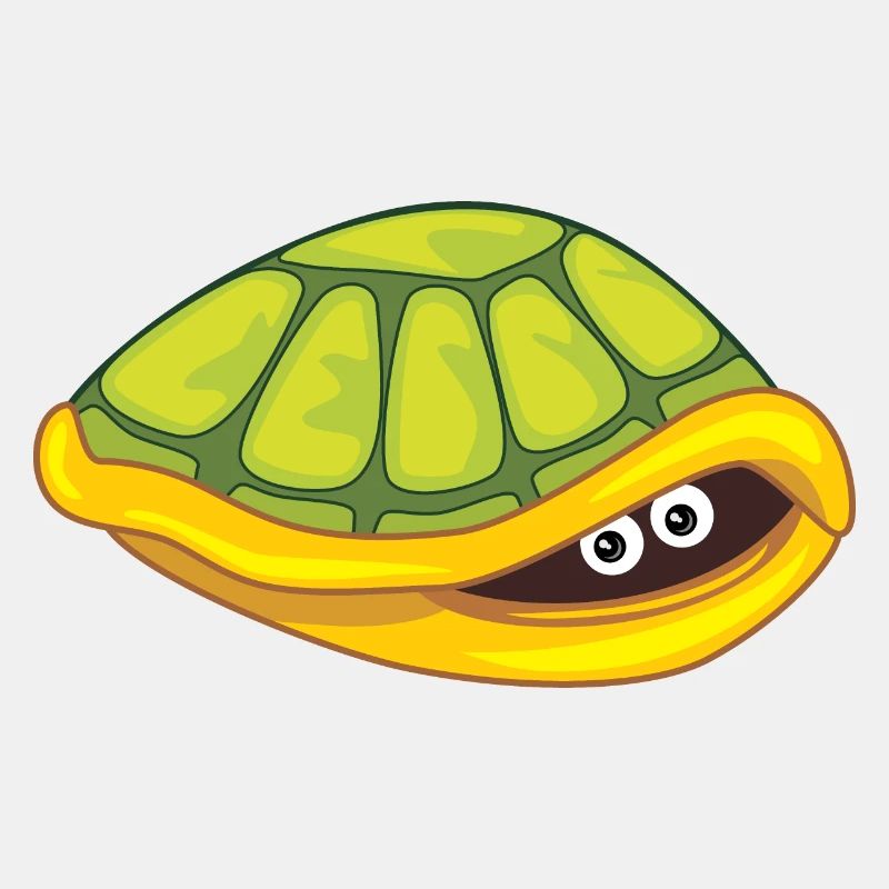 Funny scared turtle hide