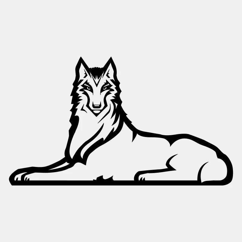 Einsamer tschetschenischer Wolf - eine schwarze Farbe