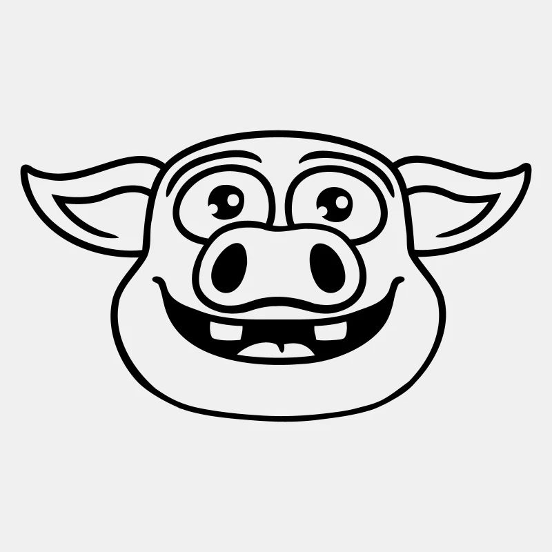 Kopf glückliches Schwein Comic