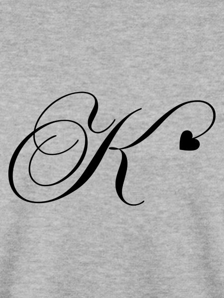 Buchstabe k Herz Kalligraphie