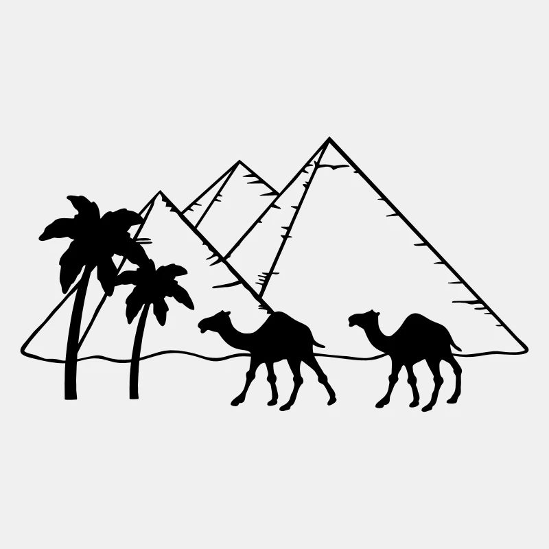 Pyramids Camel Palms - Egypt