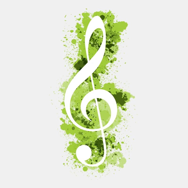 White Treble Clef Paint Splatters - Lime Green