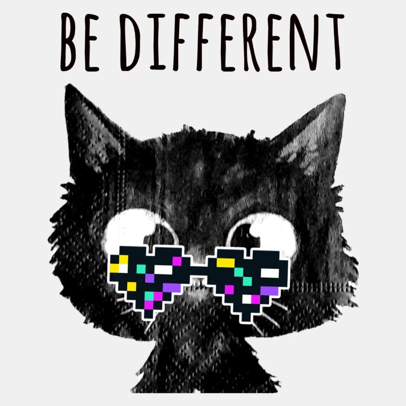 Chat, être différent, nerd, lunettes pixel, pixel