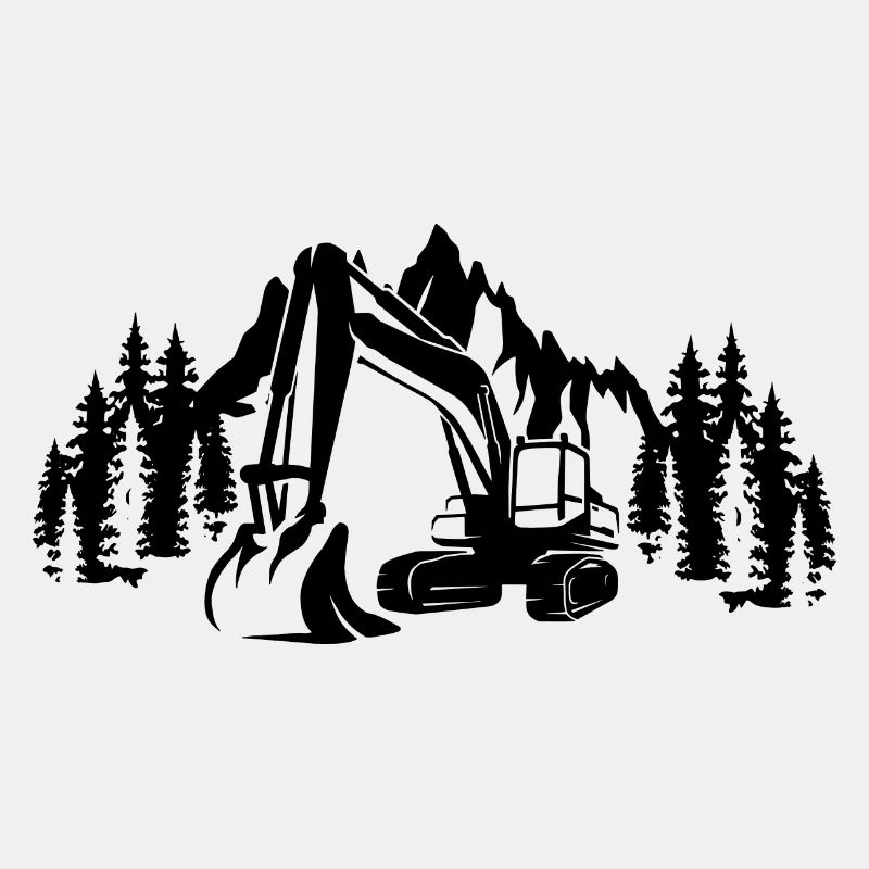 Bergwald Geschenk Baggerfahrer Silhouette