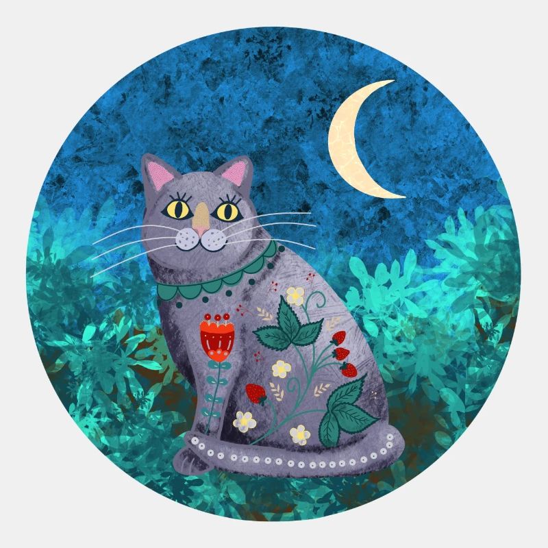 Chat de nuit chat et lune