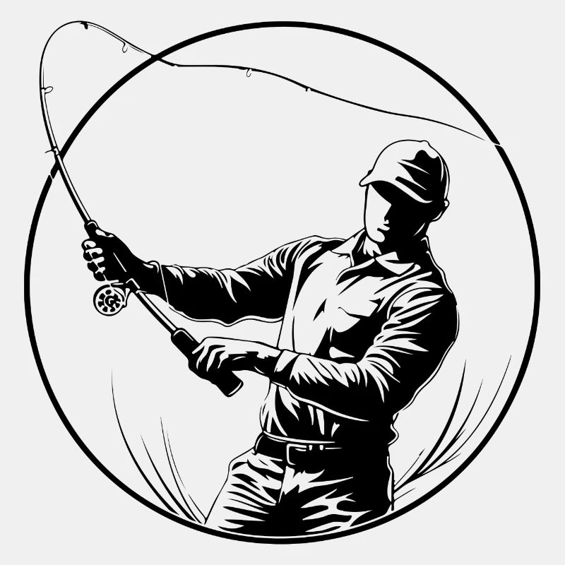 Silhouette d’homme de pêche