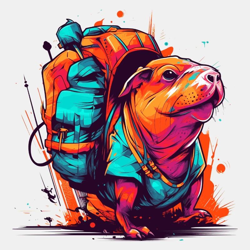 Mole rat fully on the move with backpack