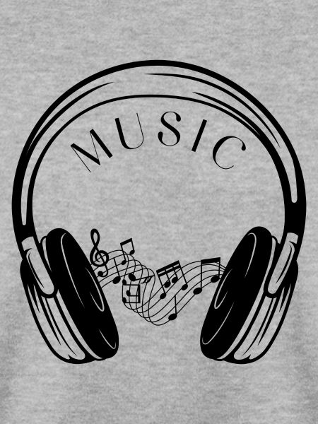 Kopfhörer und Musiknoten.