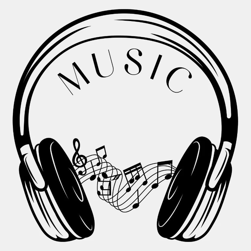 Kopfhörer und Musiknoten.