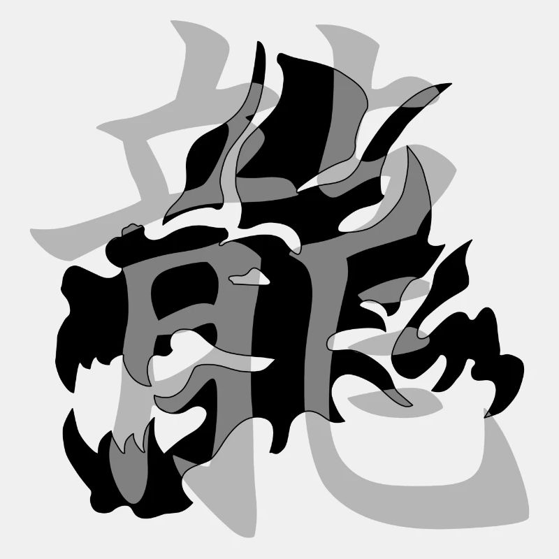 Dragon21 Kanji schwarz drachengrau