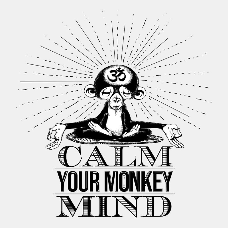 Affe meditiert Om - calm your monkey mind
