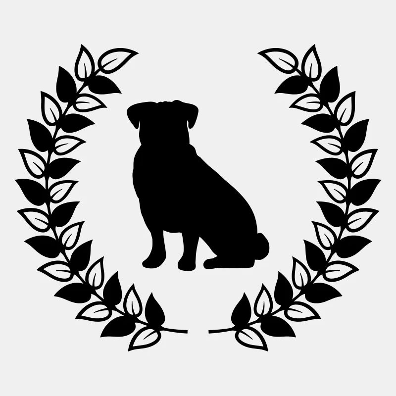 Sitzender Mops Lorbeerkranz