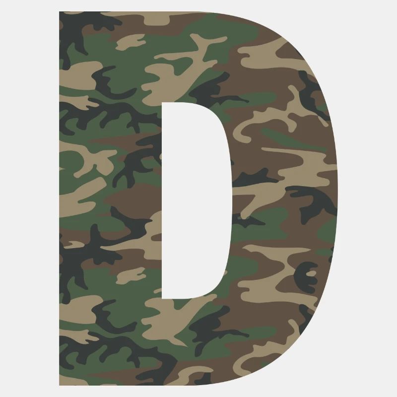 Tough letter D in camouflage pattern!