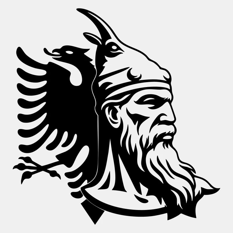 L’Albanie et Skanderbeg : visage et drapeau