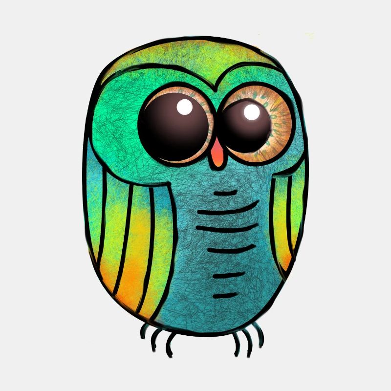 Grüne Eule Strukturierte haarige Eule / Süße Eule