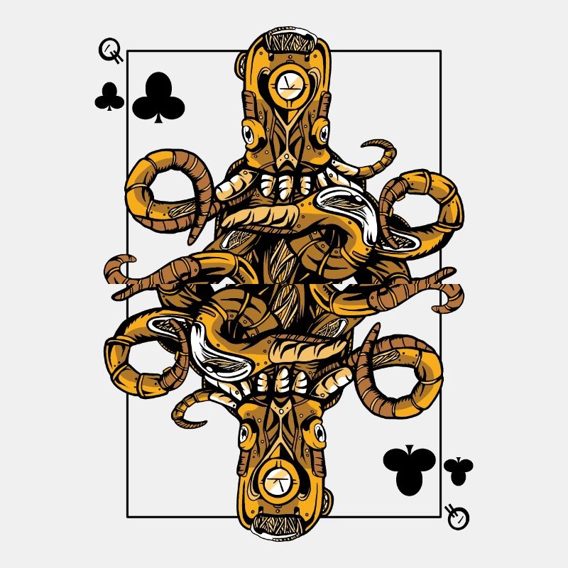 Octopus Steampunk Card Game Cross Queen Poker