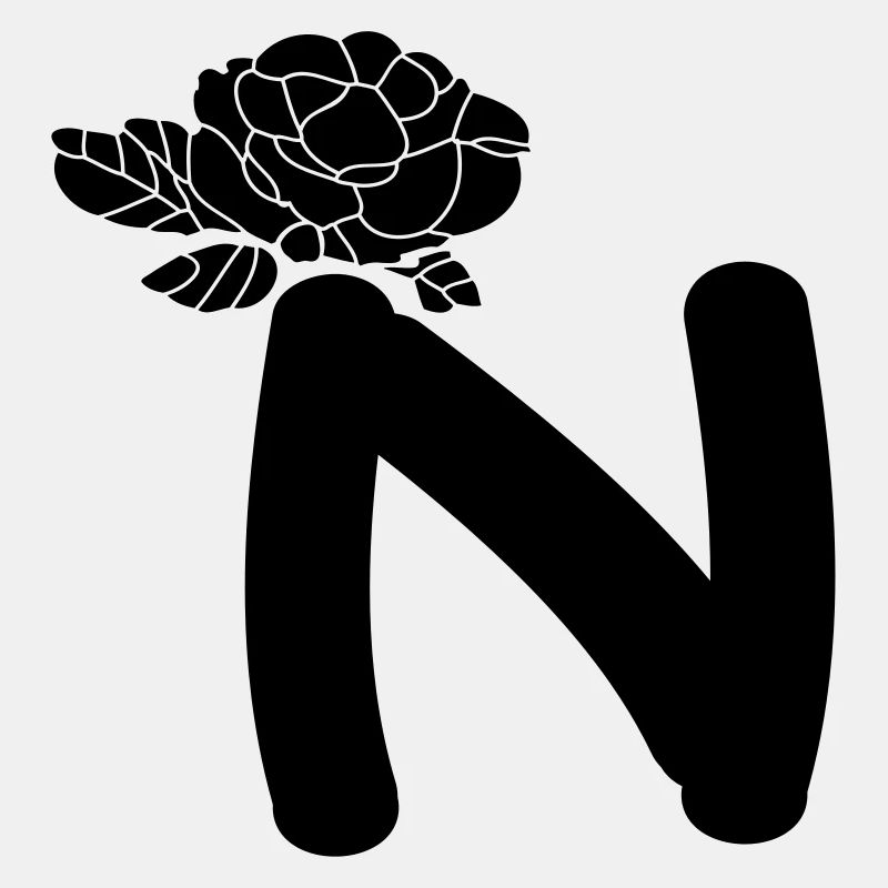 AlphabetBuchstabe N mit Blume