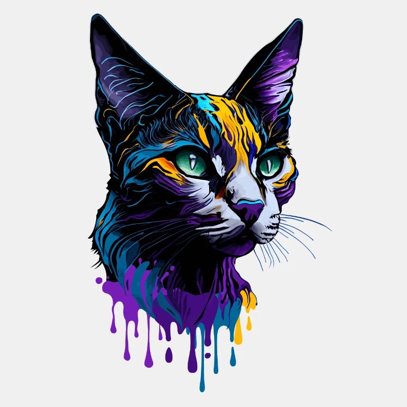 Bunte Katze Splash Art Devon Rex