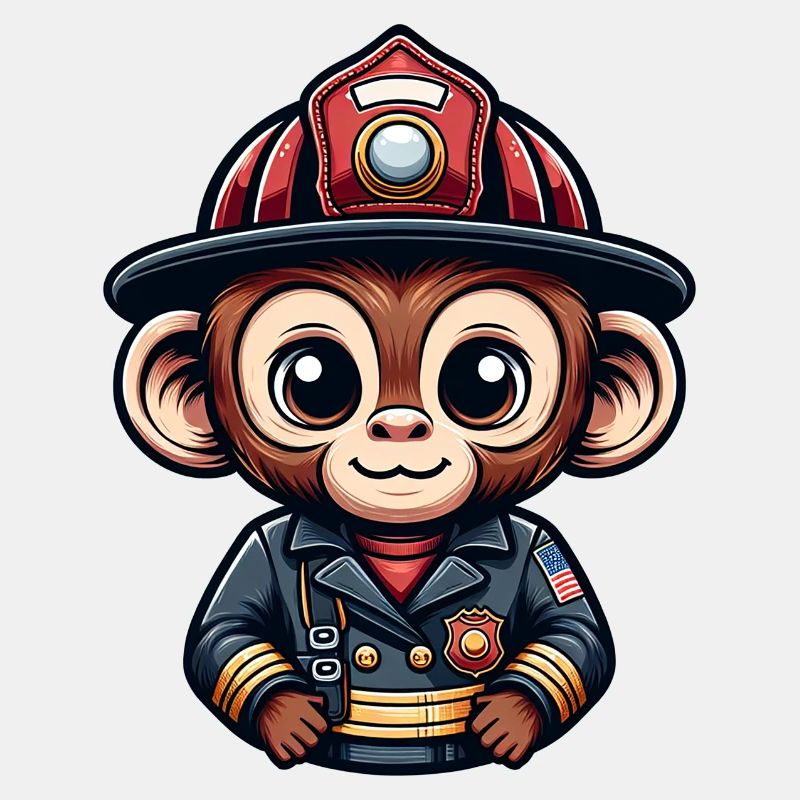Cute Monkey Firefighter