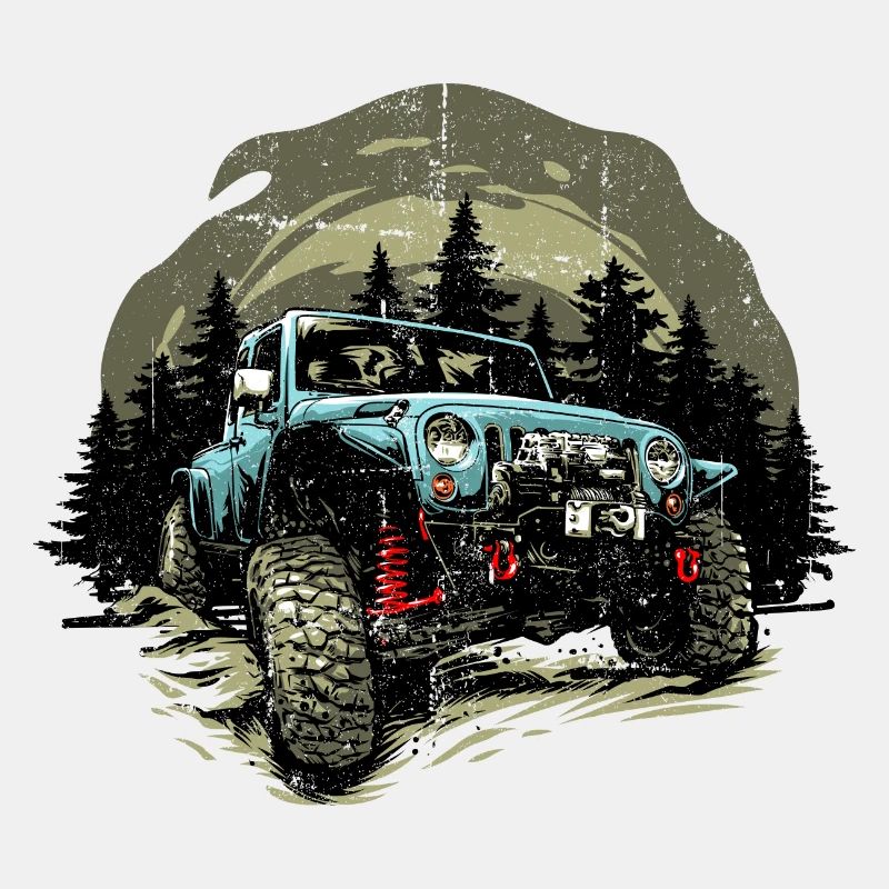 Blue Jeep Offroad Forest