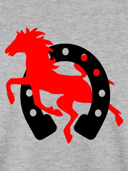 Hufeisenrot mit schwarzem Pferdelogo Reitschule