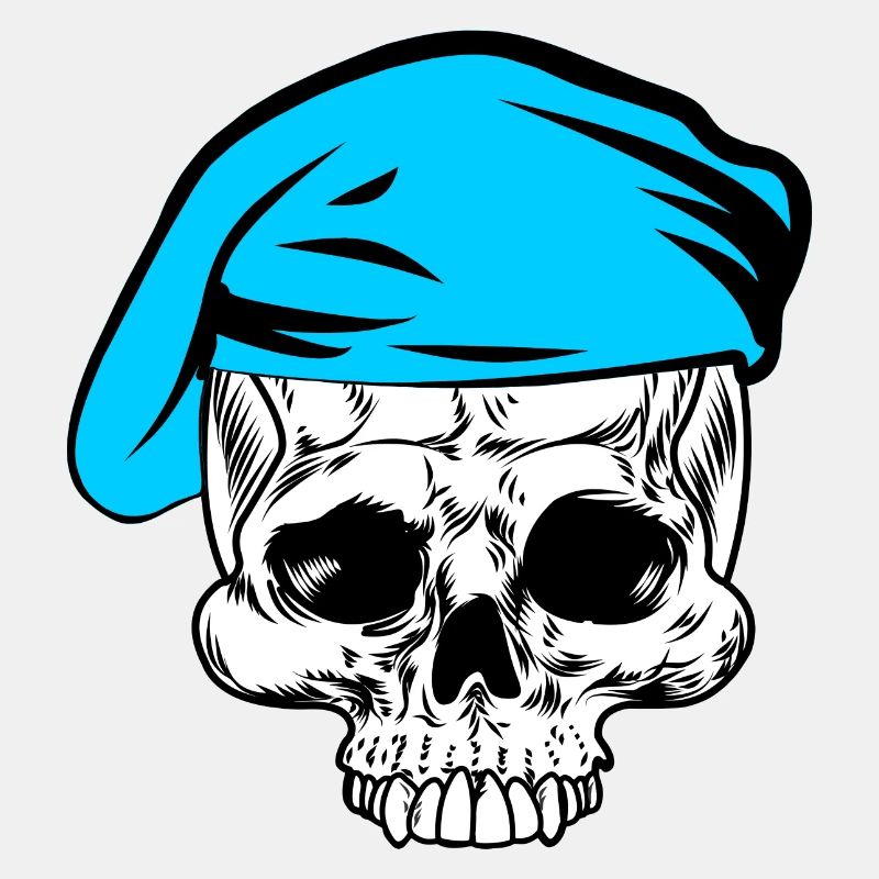 Béret bleu squelette
