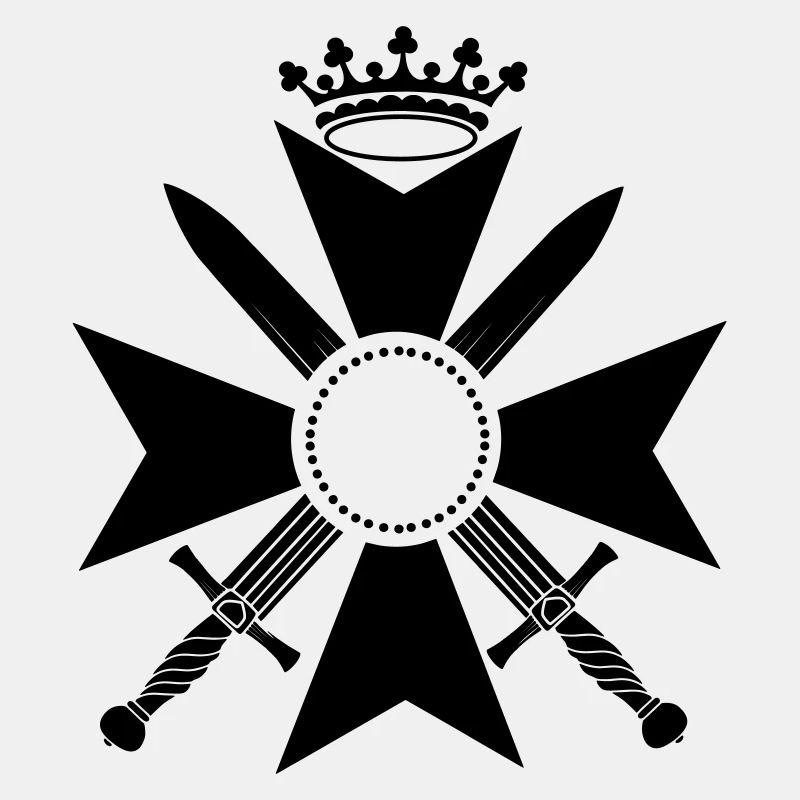 Croix militaire avec deux épées et couronne
