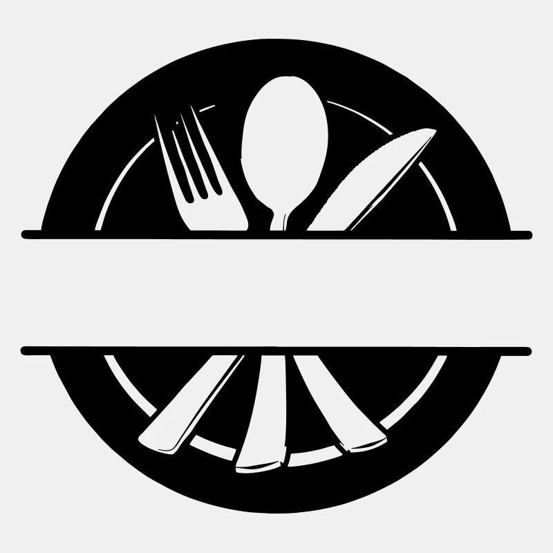 Besteck-Menü-Logo mit Teller