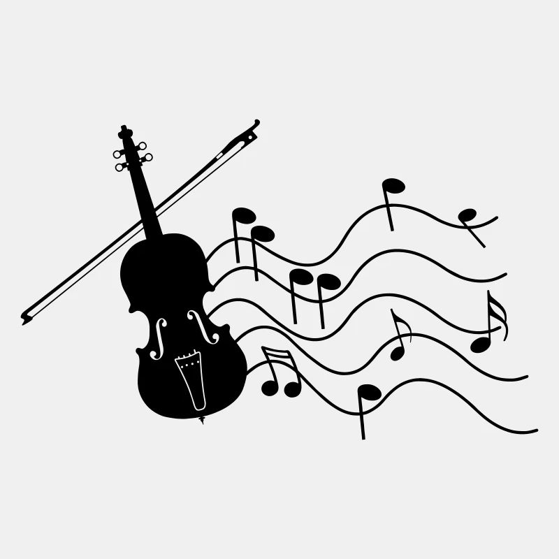 Violin with music notes shadow image,
