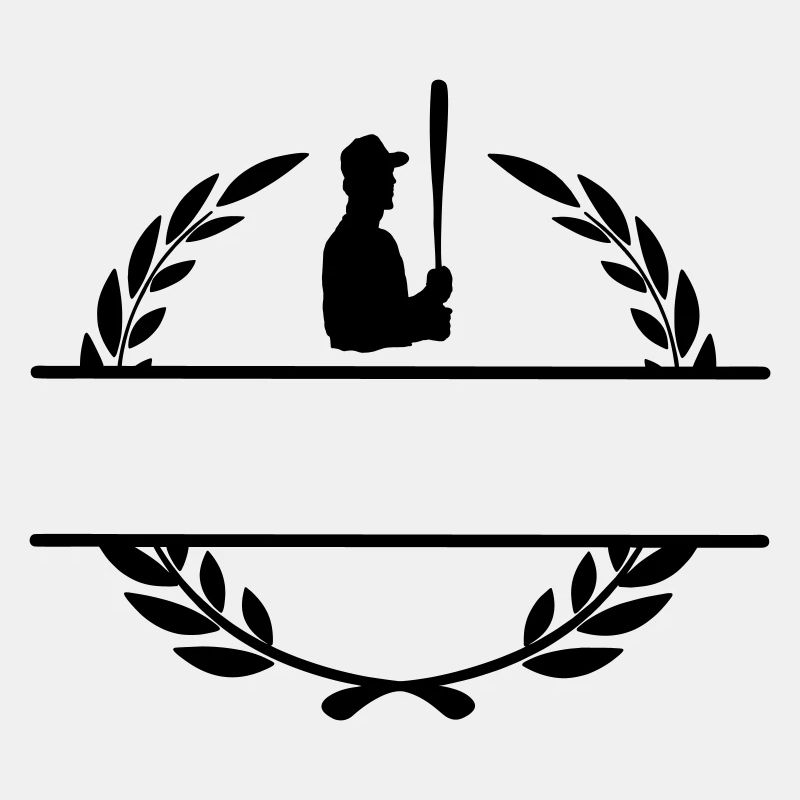Baseball-Hitter im Lorbeerkranz-Monogramm