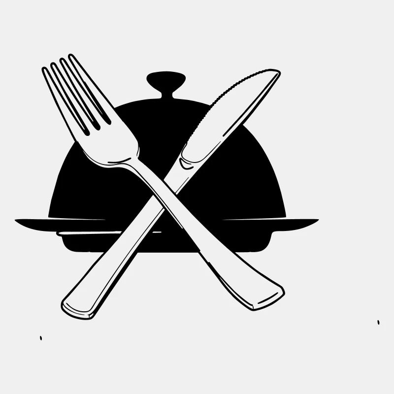 Schüssel mit Messer und Gabel