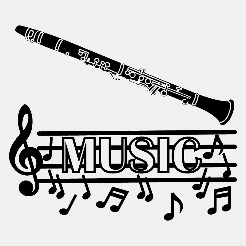 Clarinet wind instrument with musical tones underneath
