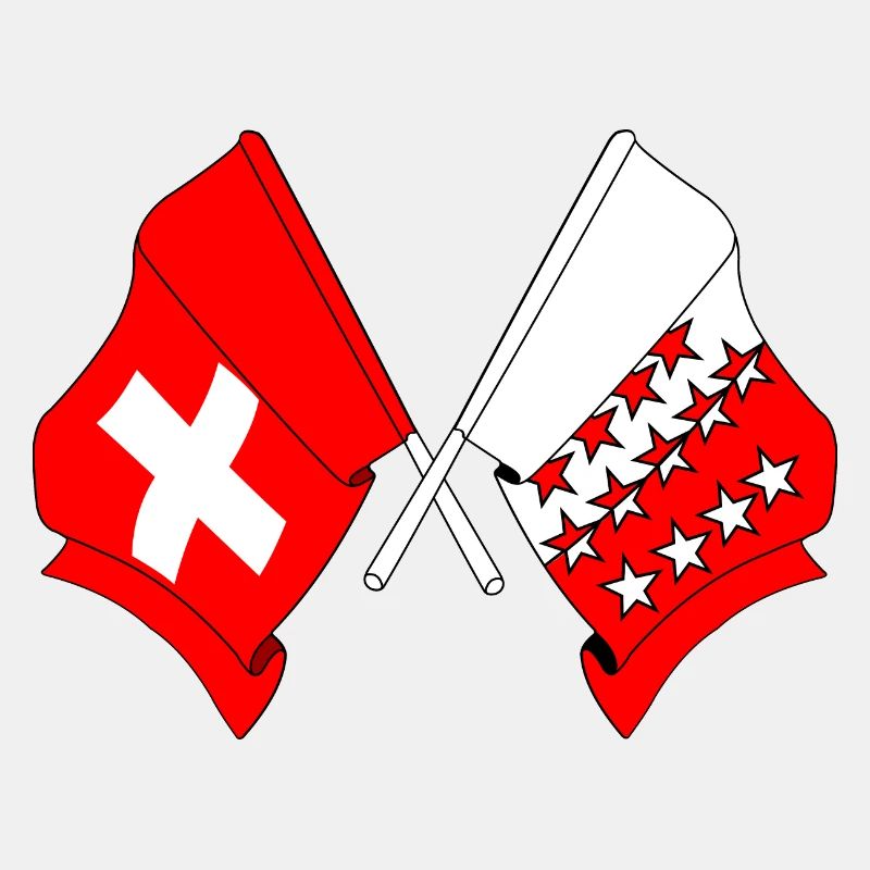 Schweizer Flagge und Walliser Flagge