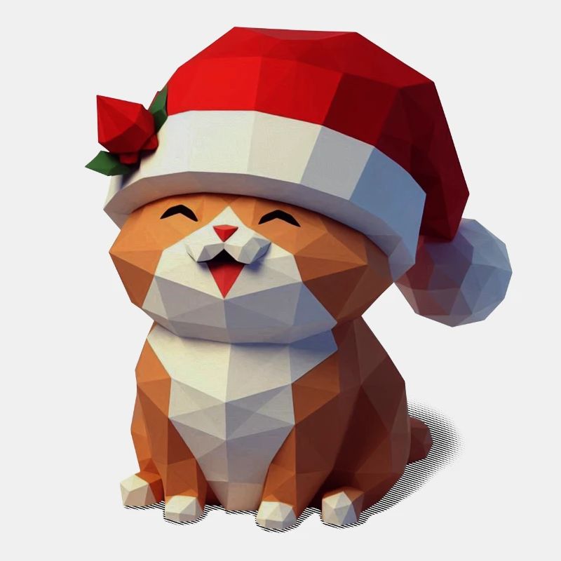 Cadeau de chat low poly de Noël Amoureux des chats