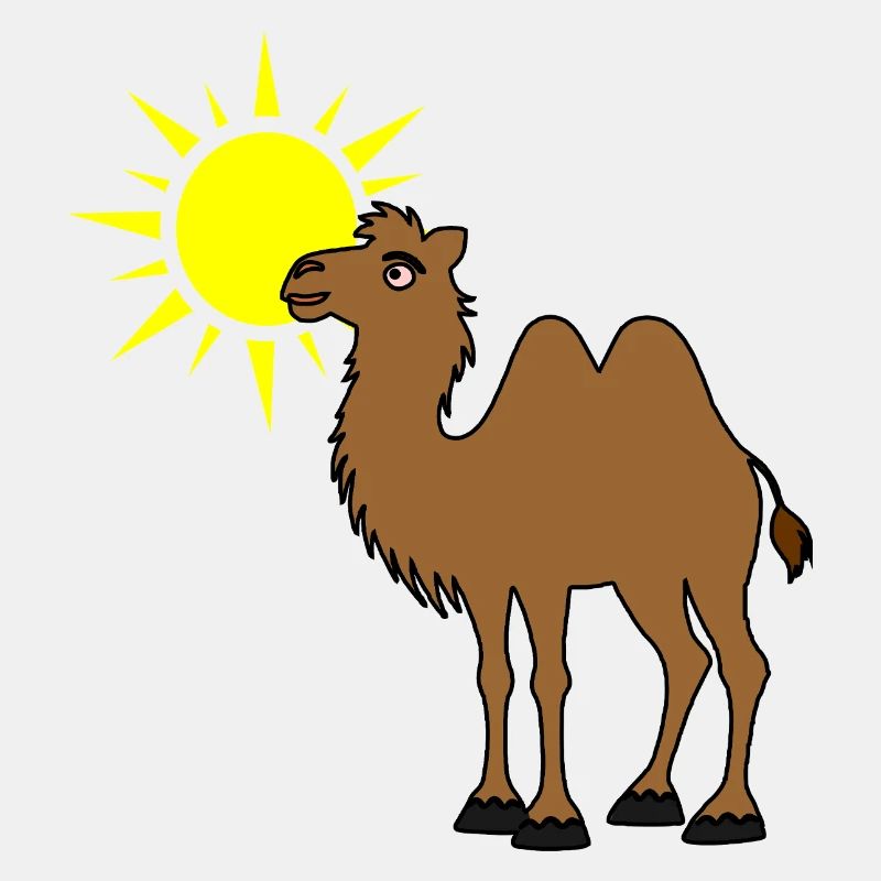 Kamel mit Sonne in der Wüste