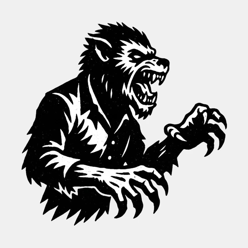 Werwolf Silhouette Schwarzweiß