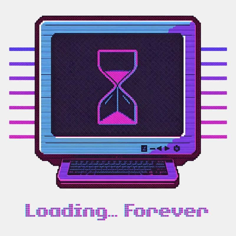 Chargement permanent du design néon rétro du PC