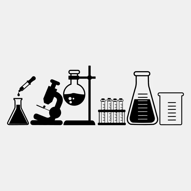 Laboratoire avec bocaux, microscope et tubes