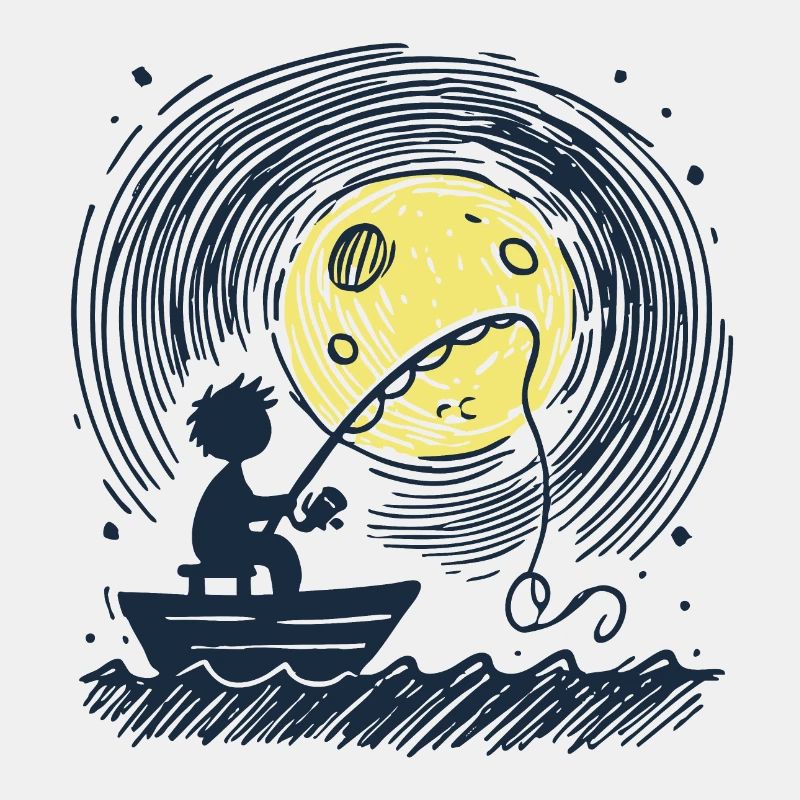 Vollmond Angler Silhouette