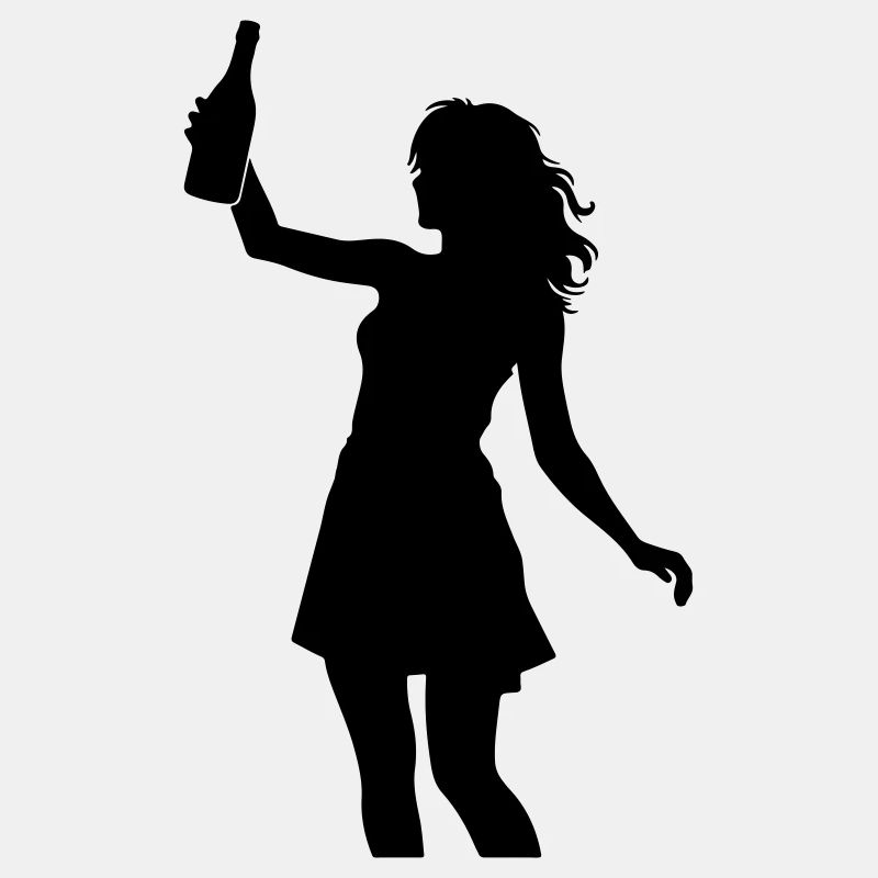 Silhouette de fêtarde célébrant la consommation d’alcool