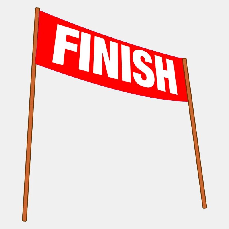 Rotes Banner mit FINISH – Du hast es geschafft!