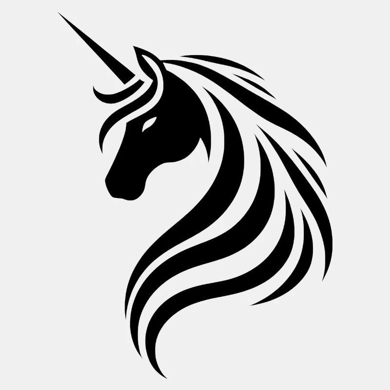 Einhorn-Mystik: Silhouettenkopf-Logo