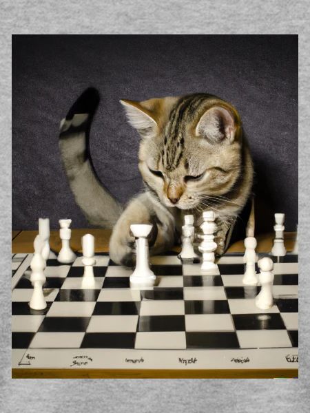 Katze spielt Schach