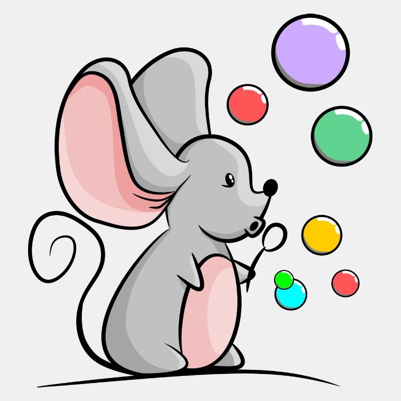 Mouse with colorful soap bubbles