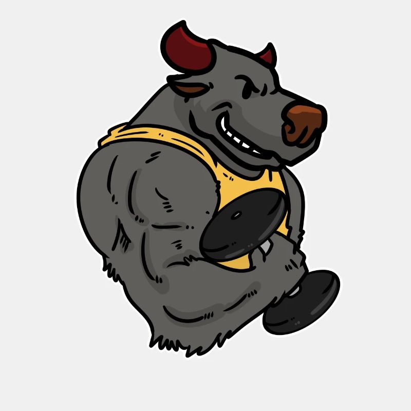 Bodybuilder Taurus Weight Training Lifting Dumbbell Biceps